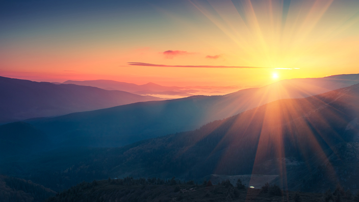 Sunset on hills
