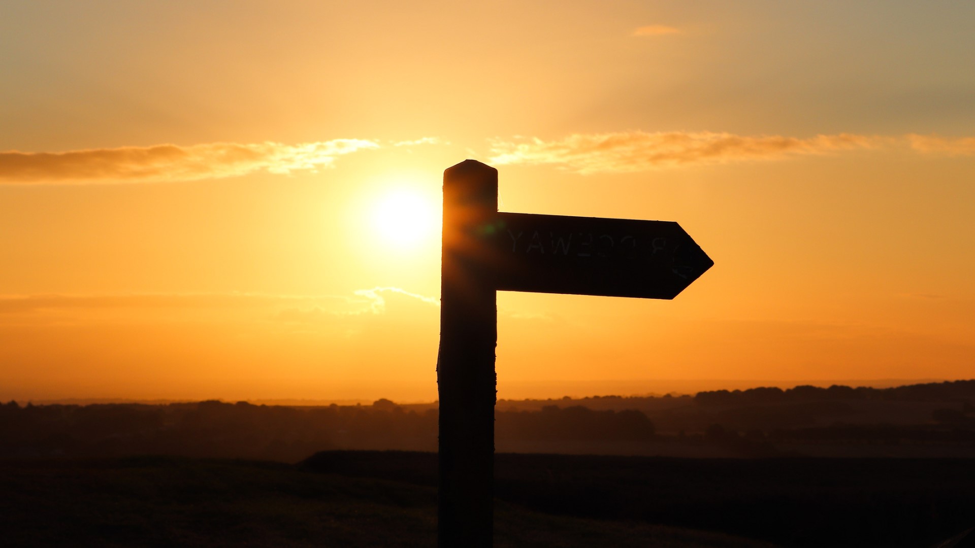 sunset signpost
