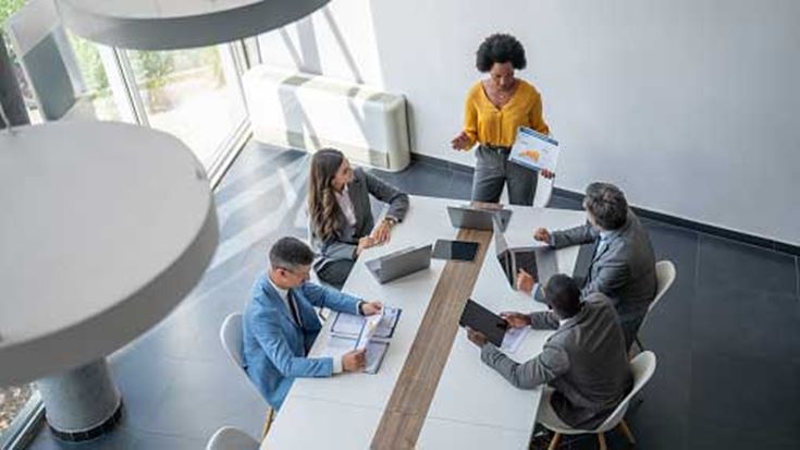 Group of business people in a team meeting