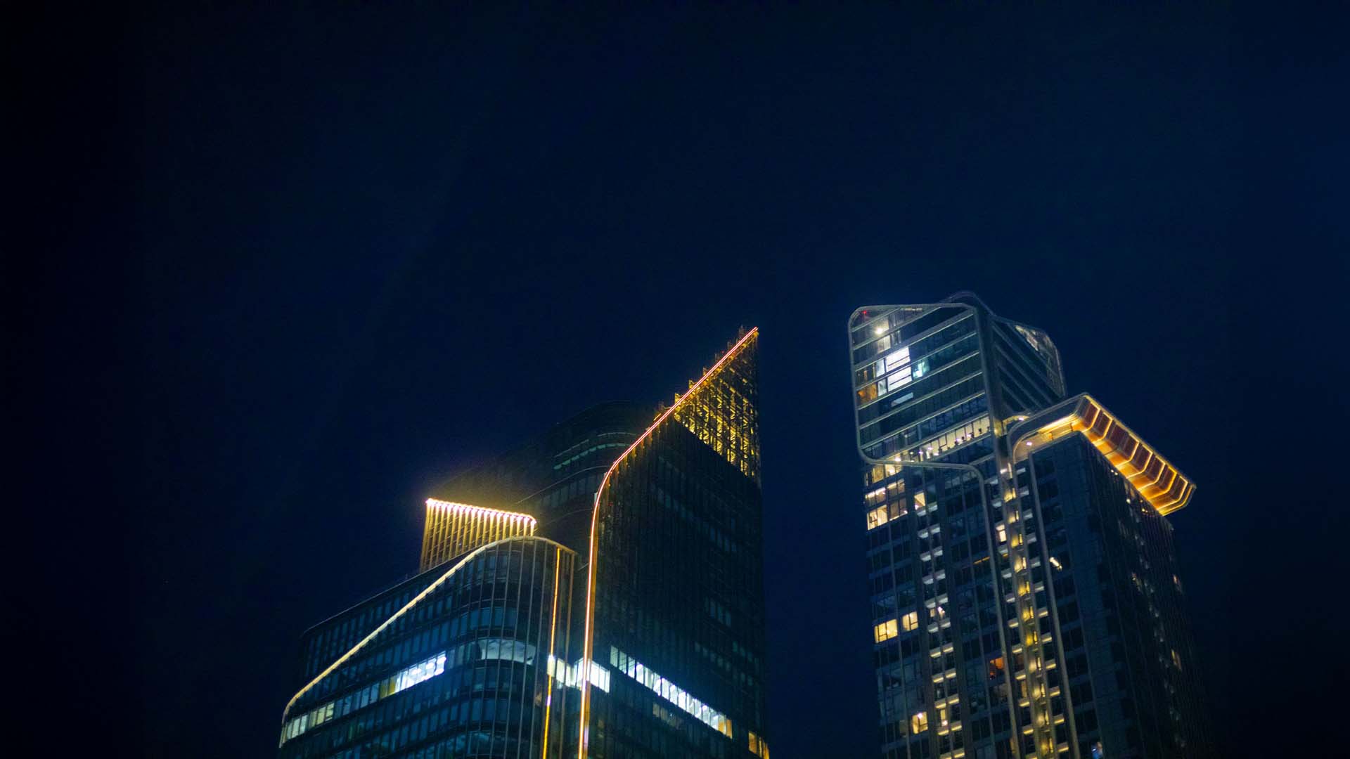 Top of buildings at nighttime
