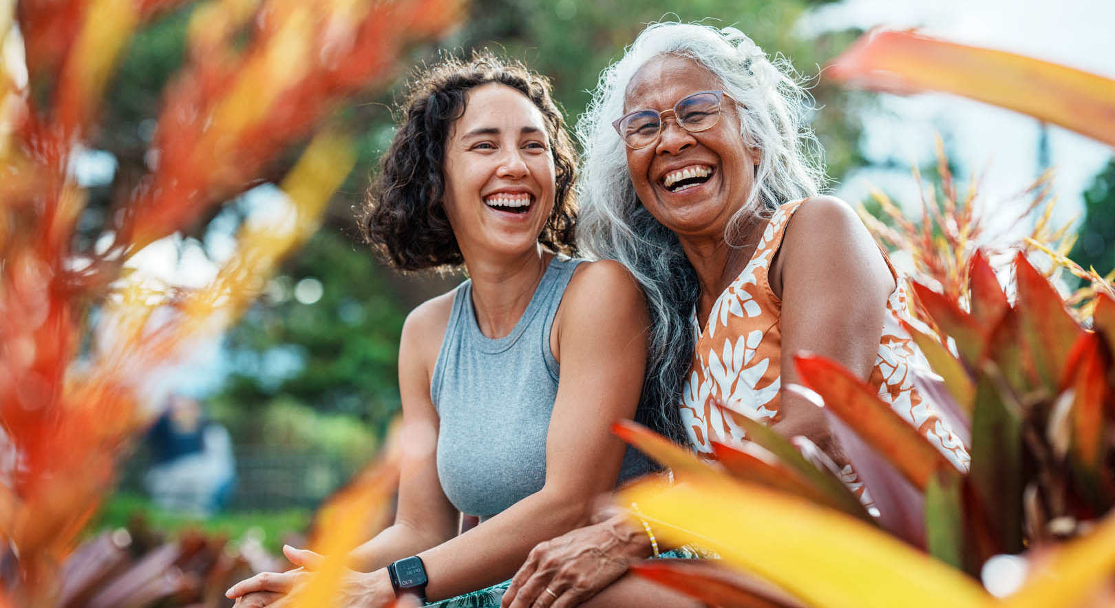 two women laughing