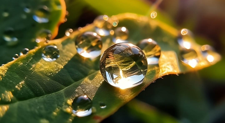 Sun shining through water