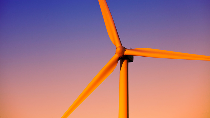 wind turbine at dusk