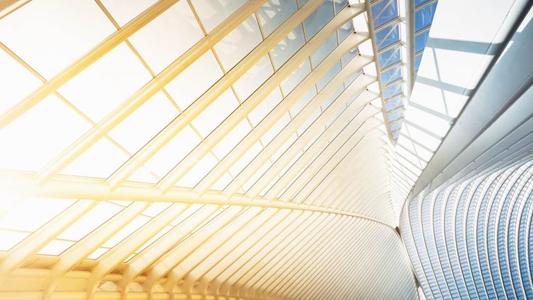 windows in roof glass structure