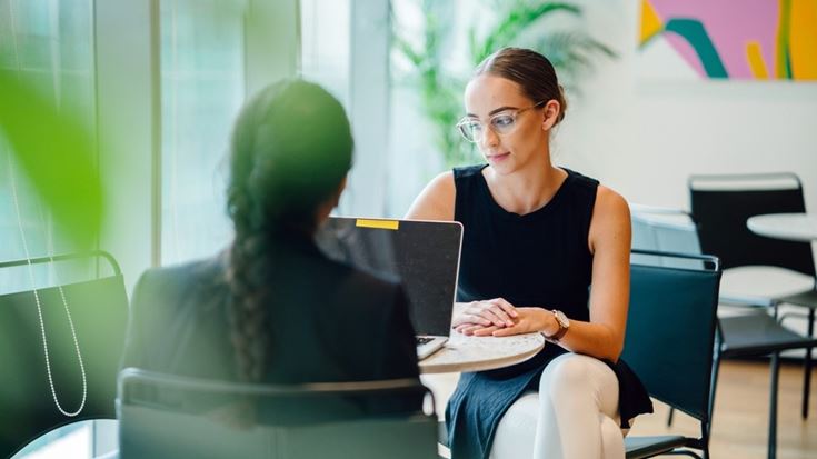 woman has a business meeting