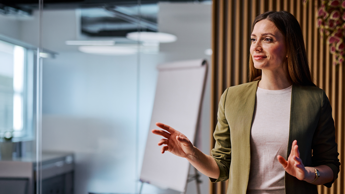 woman presenting in the office