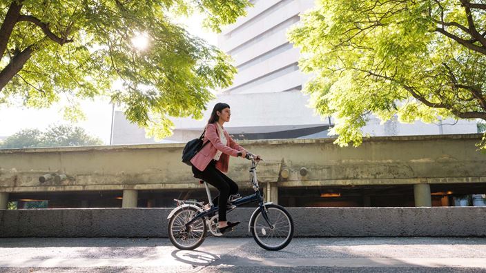 Woman riding bike