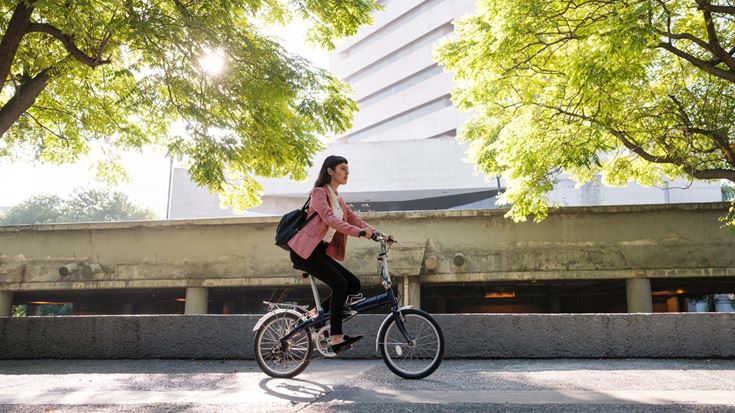 Woman riding bike