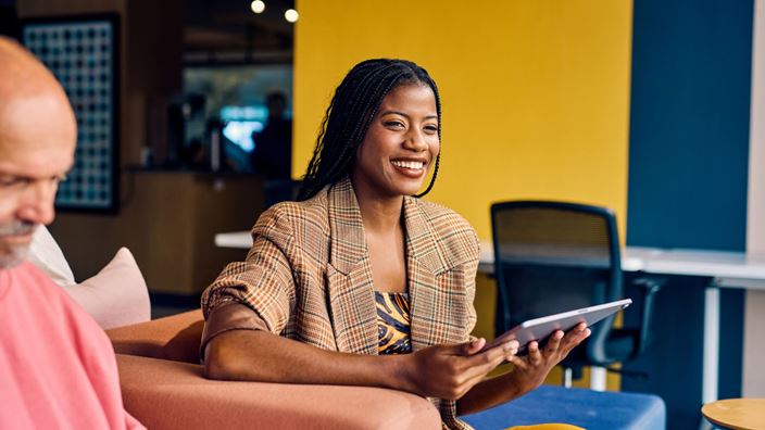 woman with an ipad