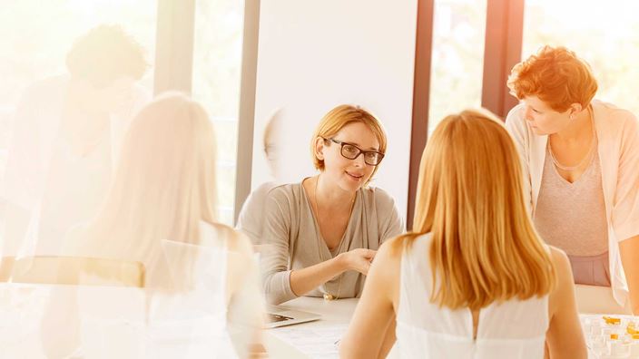 Women meeting around a desk