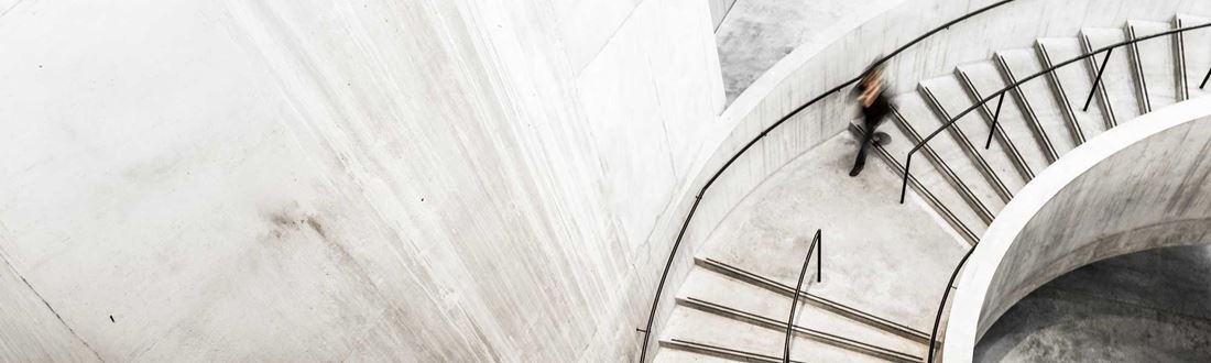 Concrete-stairs-with-person-walking-down