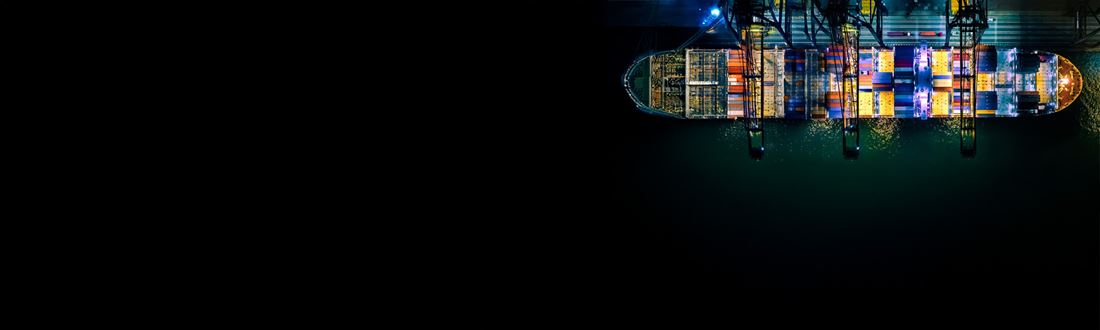 Container ship view from above
