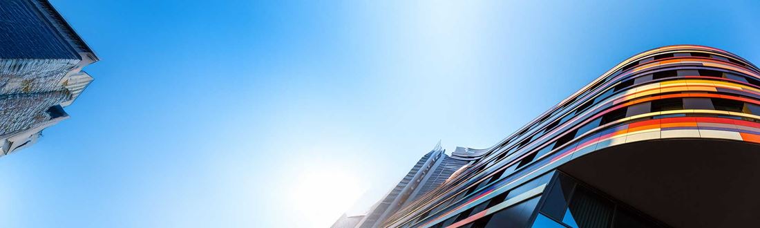 Close up of a curved office building