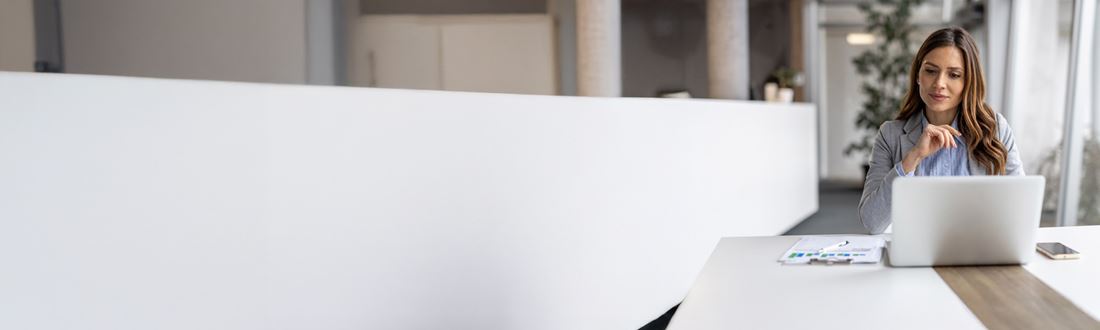 Woman on laptop and notepad