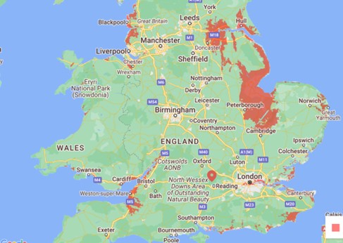 England flood prediction map