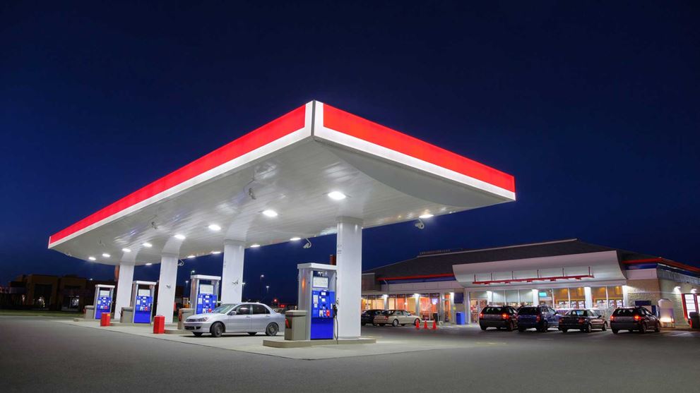 Cars in a petrol station
