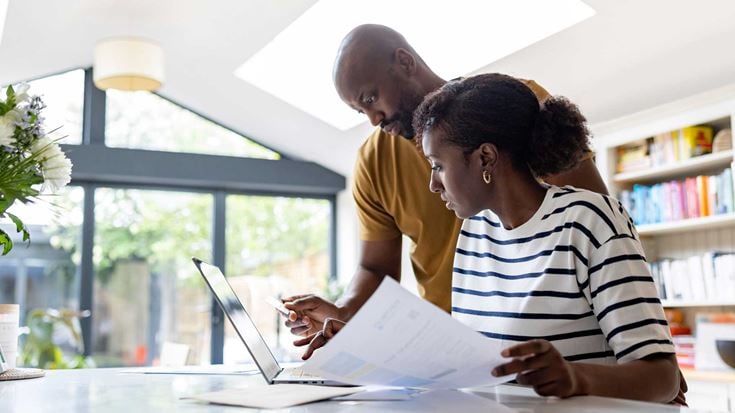 A couple looking at finances