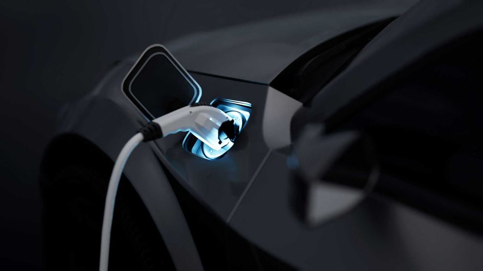 An electric car charging