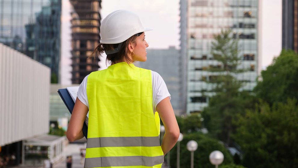 A surveyor inspecting