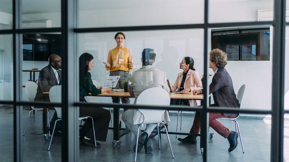 A team meeting in the office
