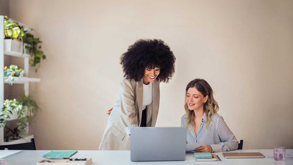 Two professionals working together