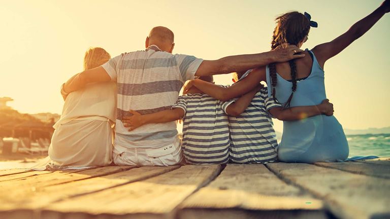 A family on a jetty
