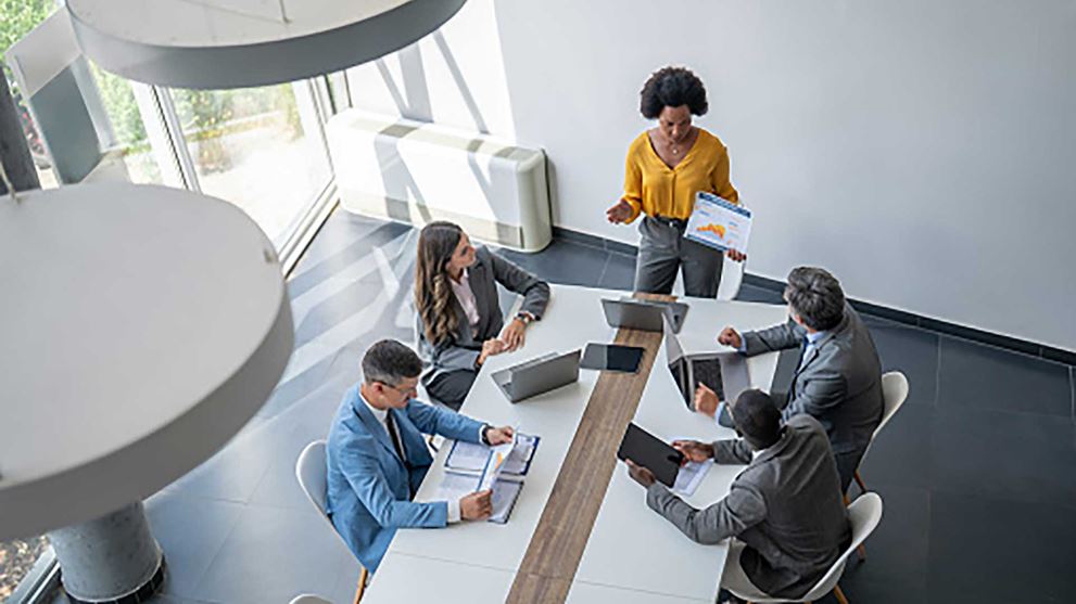 Team in a strategy meeting