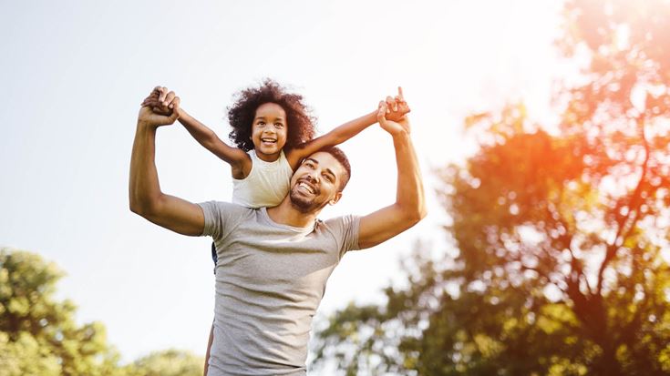 Man with daughter on shoulders