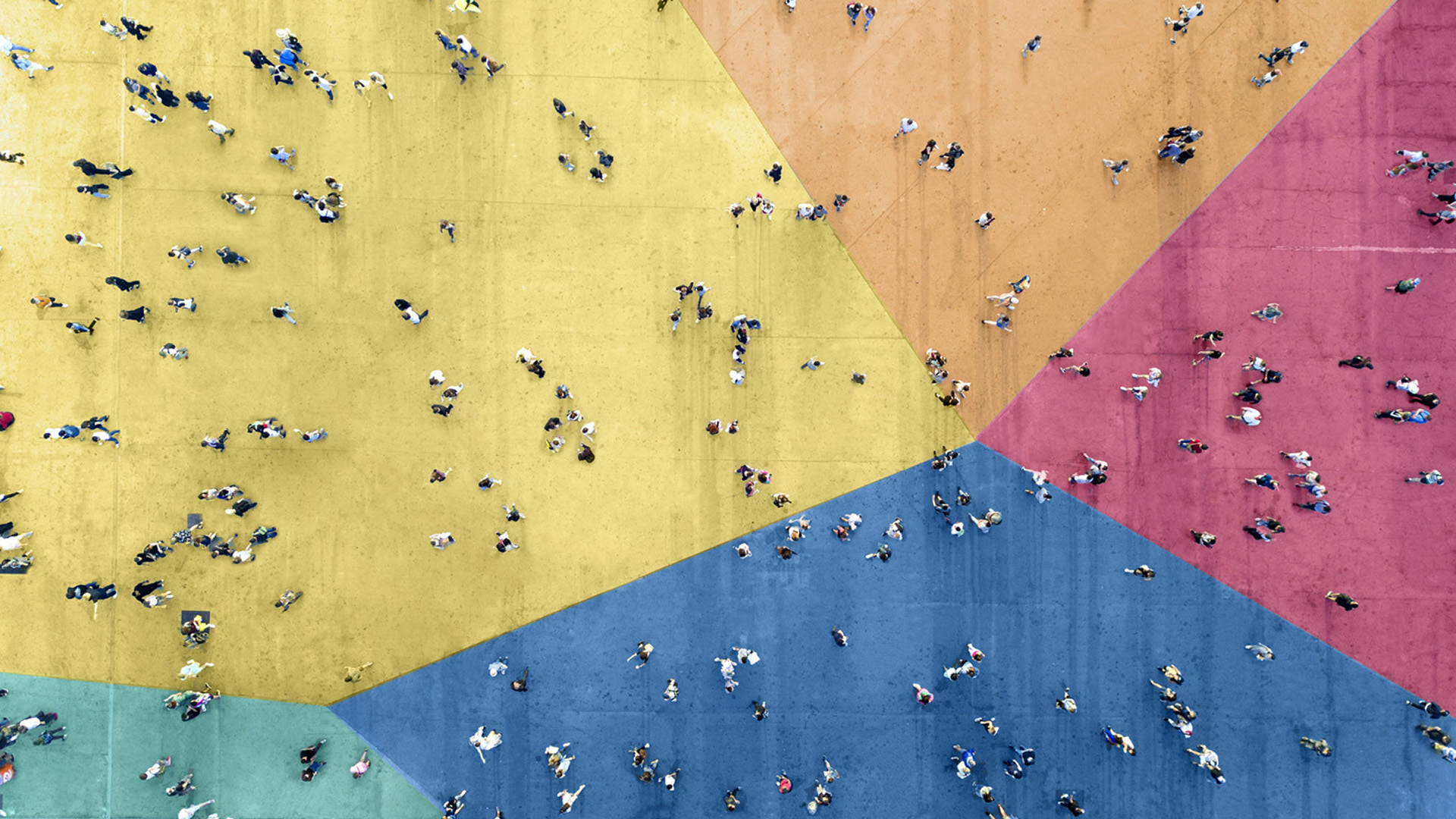 people on colourful flooring