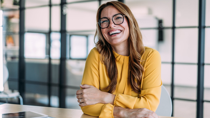 woman smiling in the office