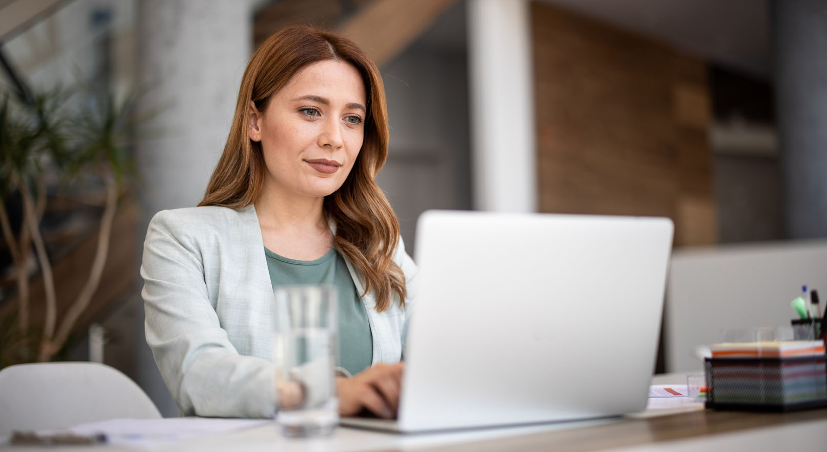 woman working on laptop