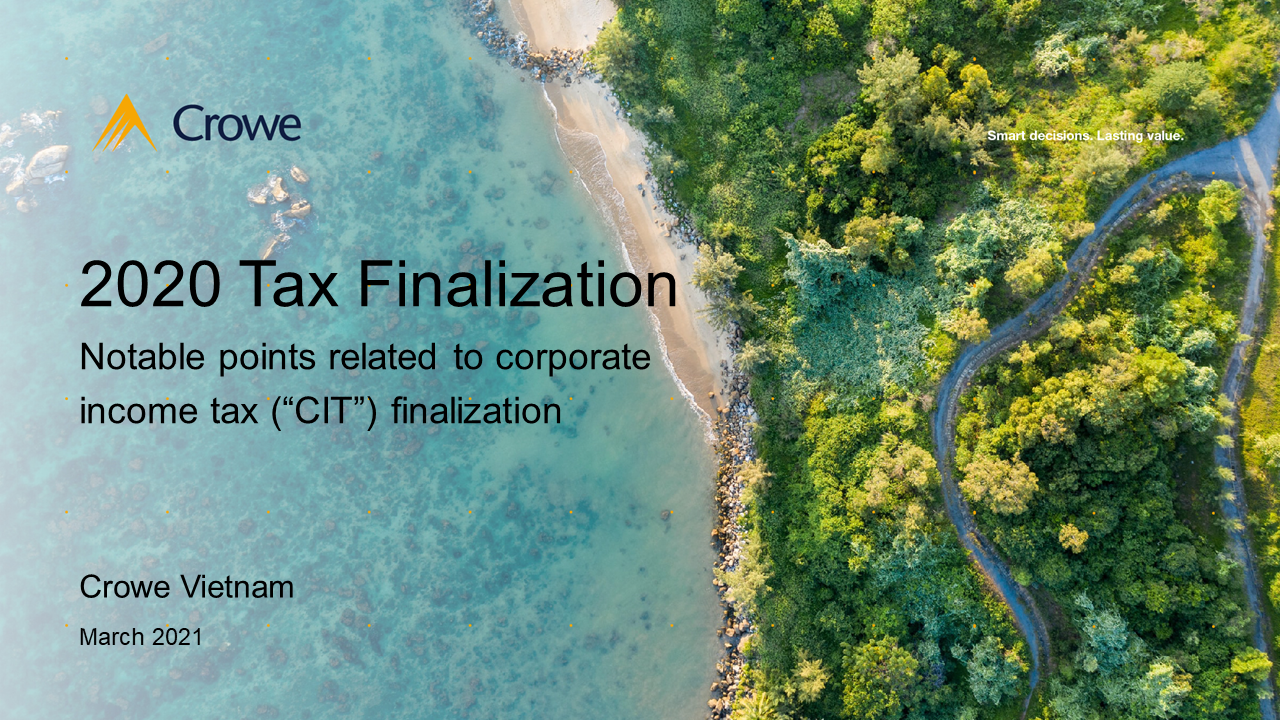 2020 Tax Finalization - Notable points related to CIT finalization