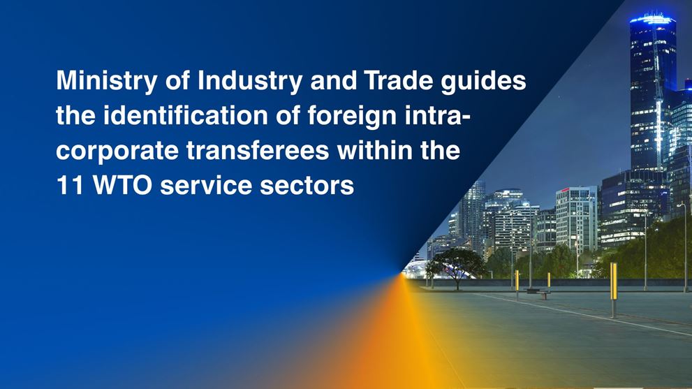 Official Letter 7873/BCT-KHTC: Ministry of Industry and Trade guides the identification of foreign intra-corporate transferees within the 11 WTO service sectors