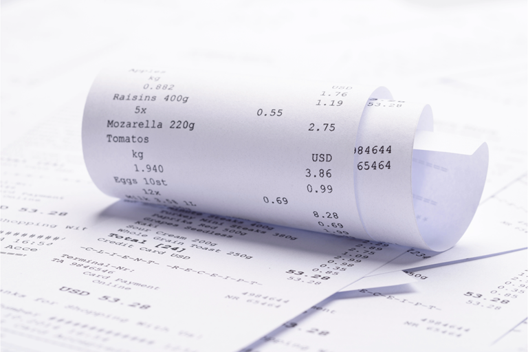 Invoices and purchase records prepared for review