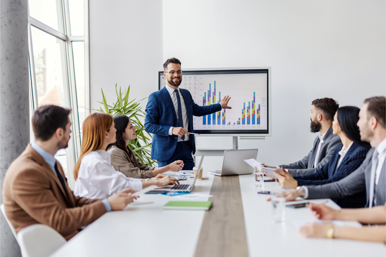 Executives reviewing a business recovery plan.